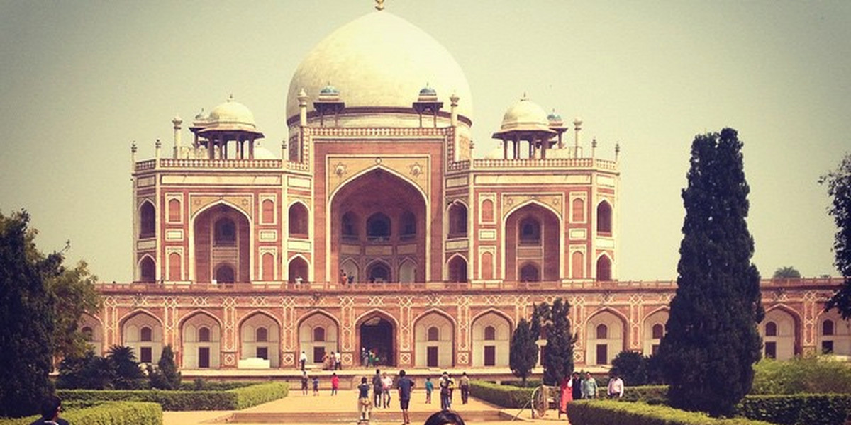 Outside Humayun's Tomb in New Delhi, India.