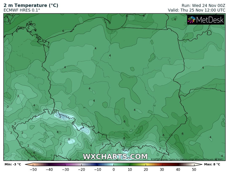 Na południu temperatura wzrośnie do 8 st. C