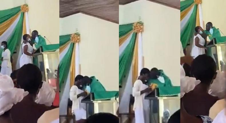 Ghanaians want Reverend Father punished for kissing St Monica's college students  (video)