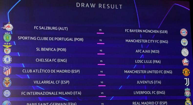 PSG will play Real Madrid and Liverpool take on Inter Milan in two of the standout ties in the revised Champions League last-16 draw
