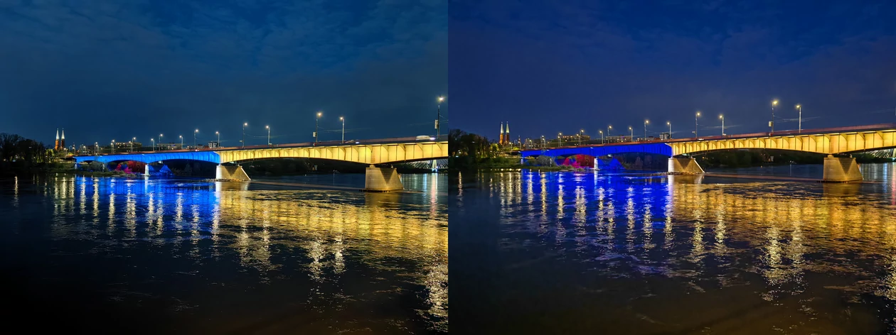 Zdjęcia nocne z modułów standardowych - po lewej Huawei P60 Pro, po prawej Huawei P50 Pro 