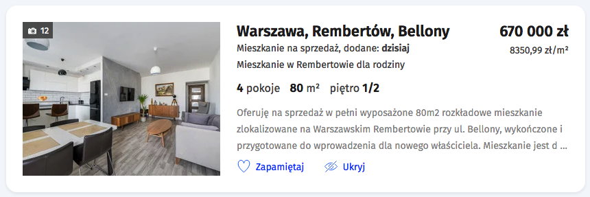 Ogłoszenie z serwisu Morizon