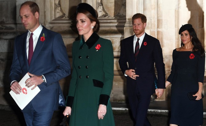 Kejt i Vilijam i Megan i Hari na obeležavanju "Remembrance Day" u novembru 2018. u Londonu 