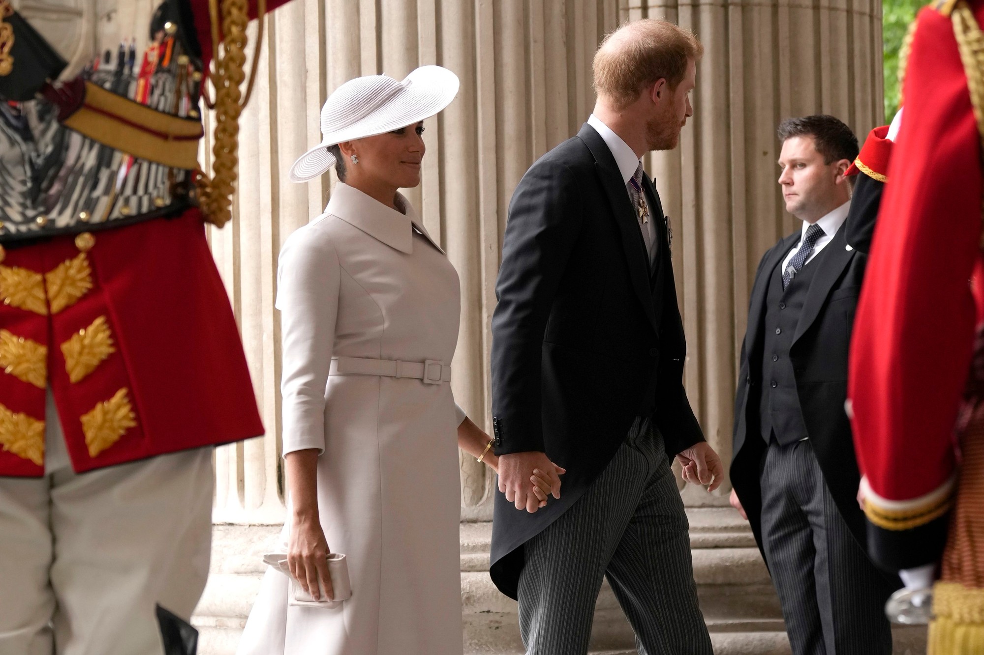 Kráľovská rodina sa stretla na ďakovnej bohoslužbe: Meghan Markle a princ Harry.