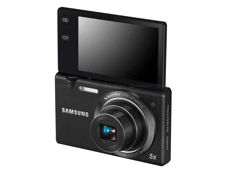 Samsung MV800, dimenzije: 92x56x18 mm, 130 grama, ekran: 3 inča, senzor: 16.1 MP, 4608x3456 px, video 1280x720 px, memorija: interna 10 MB; eksterna microSD, baterija: Li-Ion, portovi: USB, HDMI,  cena: 195 evra