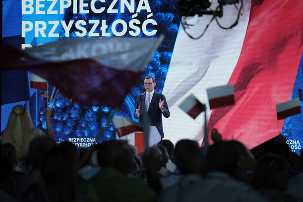 Kampania wyborcza do parlamentu 2023. Premier Mateusz Morawiecki podczas konferencji programowej PiS