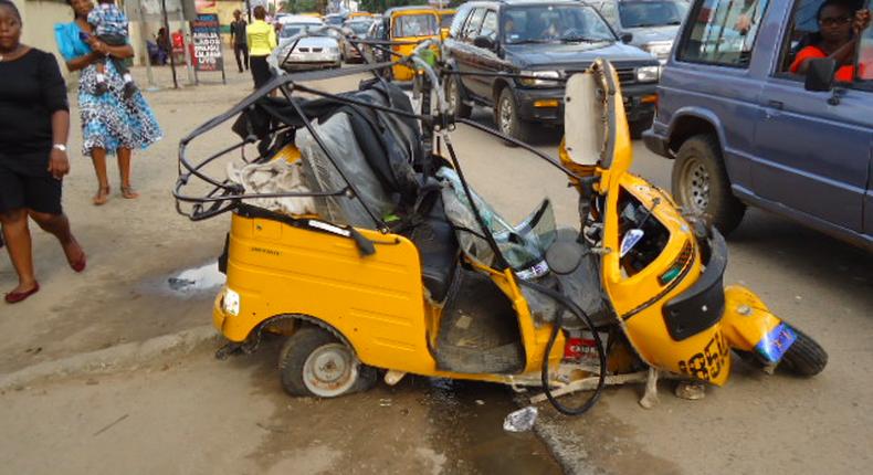 A crushed tricycle at the scene of an accident/For illustration (247ureports)