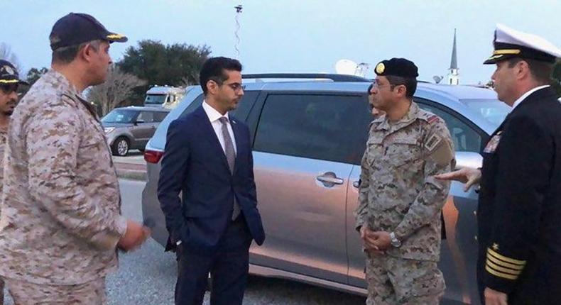 Saudi Arabia Defense Attache Major General Fawaz Al Fawaz arrives to meet with Saudi students in Pensacola