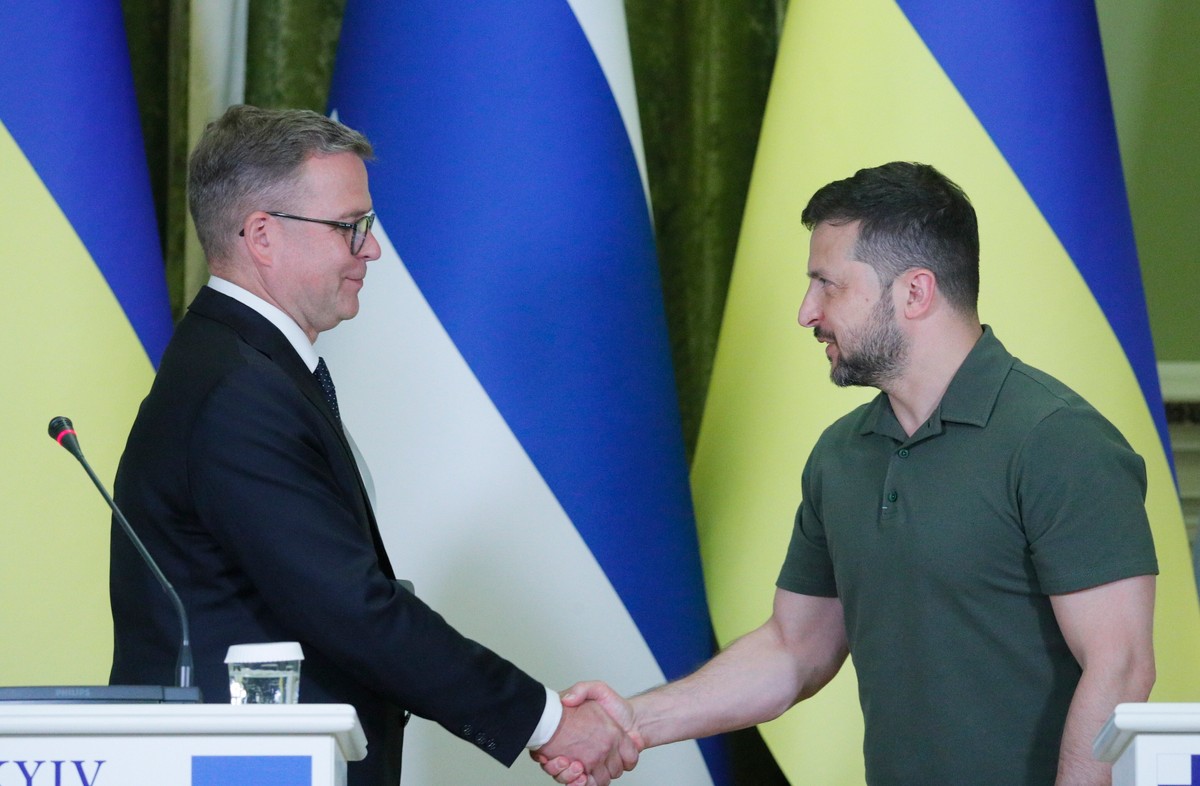 Prezydent Wołodymyr Zełenski i premier Finllandii Petteri Orpo