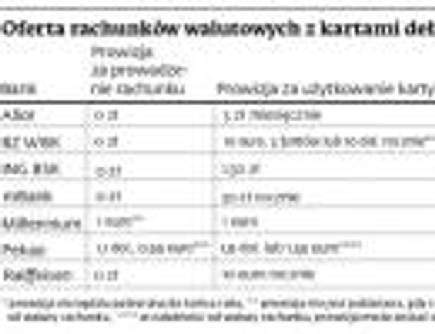 Oferta rachunków walutowych z kartami debetowymi