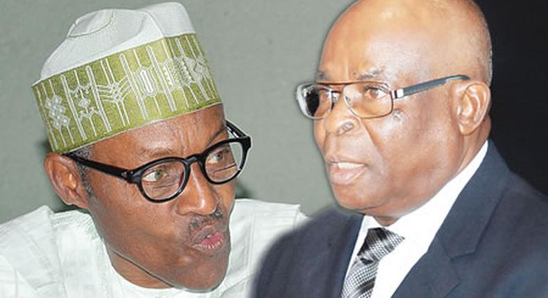 Buhari vs. Onnoghen. (Nigerian Tribune)