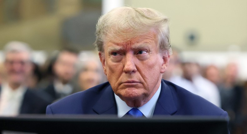 Donald Trump appearing in Manhattan civil court.Pool/Getty Images.