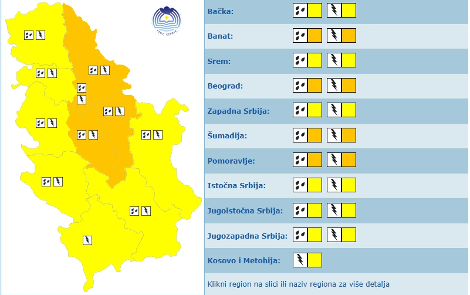 Meteoalarm za 2. jun