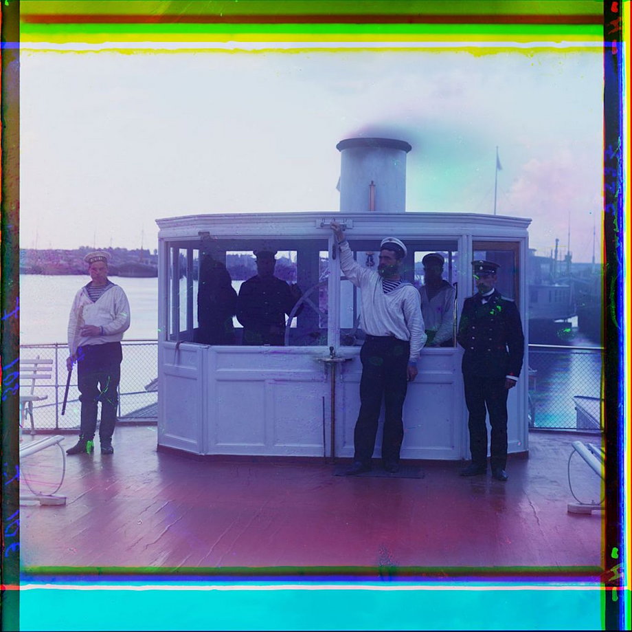 On the deckhouse of the steamboat "Sheksna" of the Ministry of Communication and Transportation.