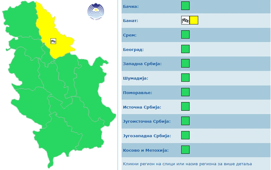 Žuti meteoalarm danas i sutra na području Banata