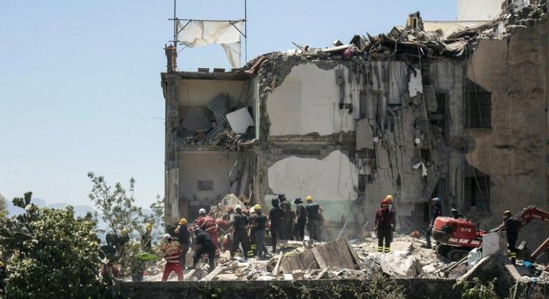 Bedrooms were located in the part of the building that collapsed near Naples, Italy, killing eight people