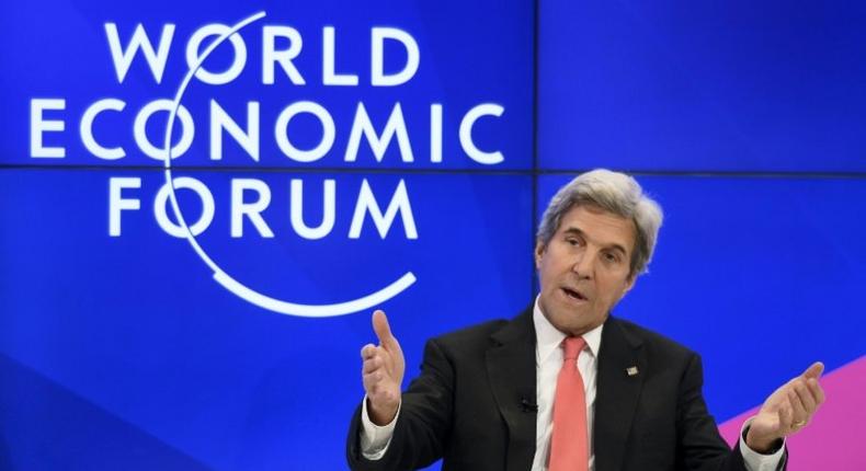 John Kerry made his last visit to the World Economic Forum in Davos as Washington's top diplomat, just three days before Donald Trump is to take office