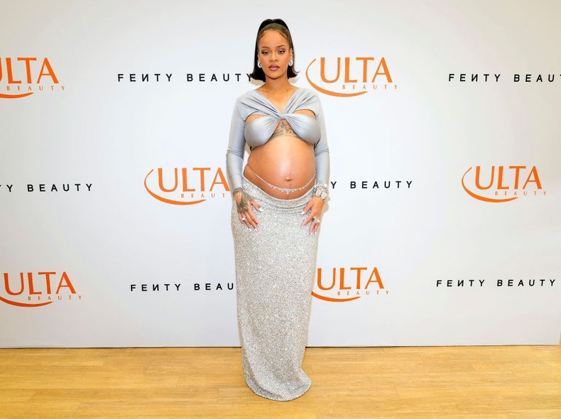 Rihanna at the launch of Fenty Beauty at ULTA Beauty on March 12, 2022 in Los Angeles, California