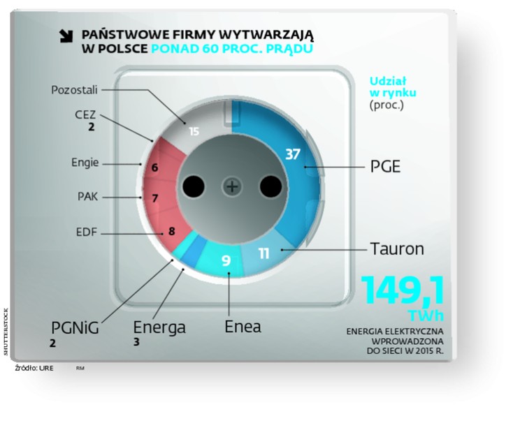 PAŃSTWOWE FIRMY WYTWARZAJĄ W POLSCE PONAD 60 PROC. PRĄDU