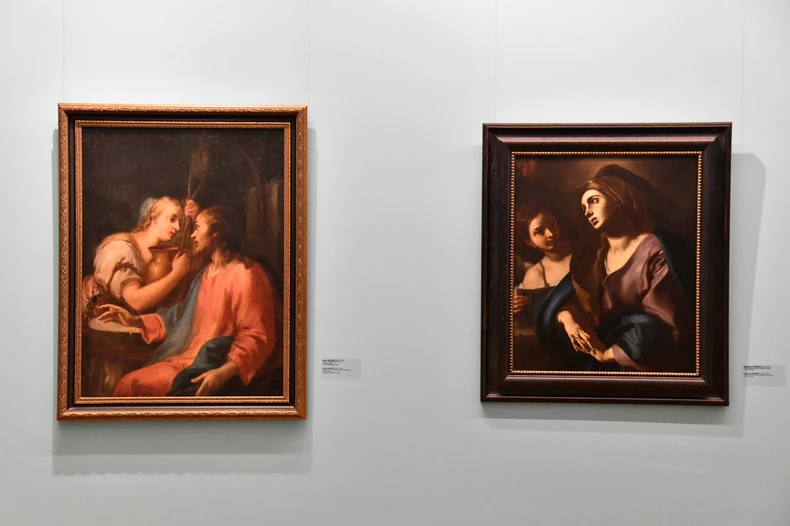 Jakopo Amigoni "Isus i Samarićanka", 18. vek (levo) i Frančesko Solimena "Bogorodica u bolu sa anđelom", 18. vek (desno)
