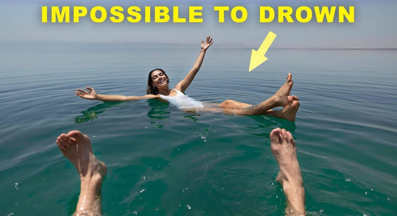 The high salinity makes it impossible to drown [Youtube]