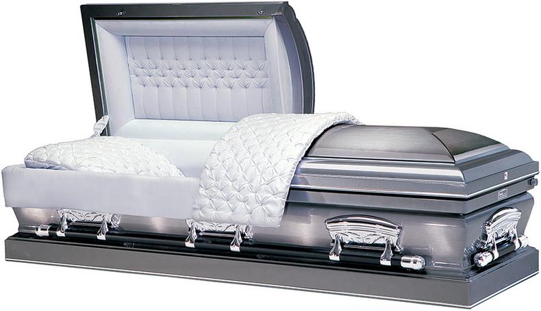 A metallic casket
