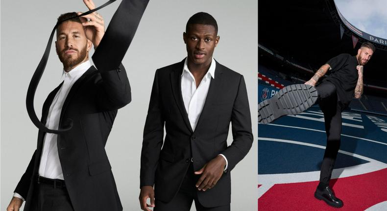 Dior the official Tailors of PSG show off the collection for the Champions League modeled by Ramos, Mendes.
