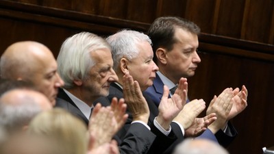 Joachim Brudziński Ryszard Terlecki Jarosław Kaczyński Mariusz Błaszczak PiS polityka Prawo i Sprawiedliwość Sejm