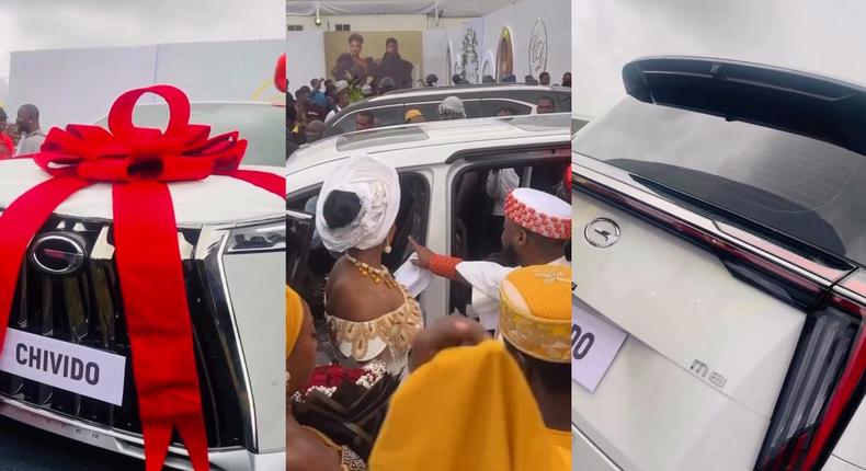 Davido surprises Chioma with new car as wedding gift