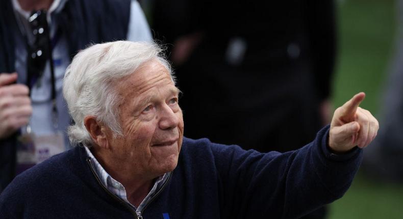 New England Patriots owner Robert Kraft, seen here at the Super Bowl in 2024, took out full-page ads decrying what he described as 'hate' by student protesters.Steph Chambers/Getty Images