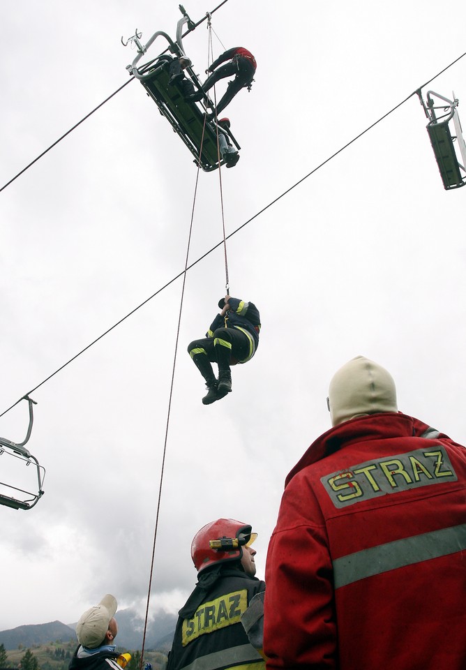 ZAKOPANE ĆWICZENIA TOPR I STRAŻY POŻARNEJ EWAKUACJA NARCIARZY