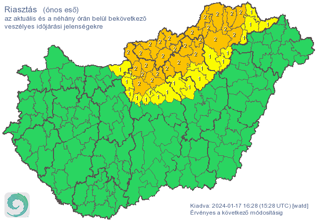 Vegyes csapadék várható az országban, de ónos eső miatt több helyen riasztás van érvényben. /Fotó: met.hu