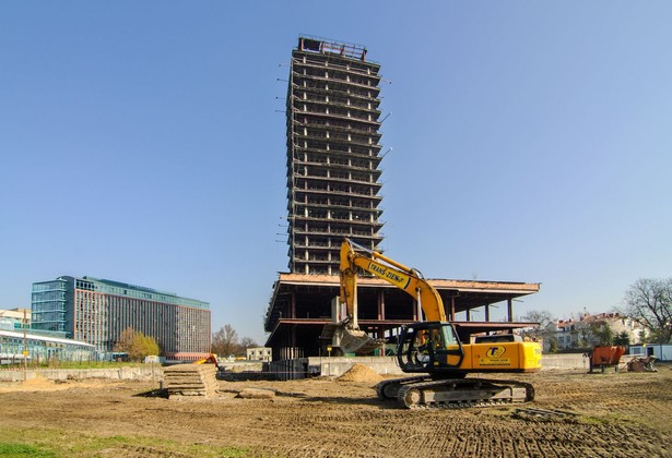 Budowa Unity Tower w Krakowie, kwiecień 2016. Źródło: Materiały prasowe Unity Centre