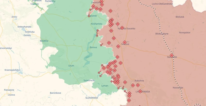 Mapa fronta Harkovske, Donjecke i Luganske oblasti, 29. avgust 2025.