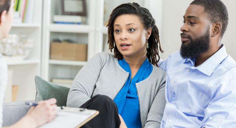 Couple having premarital counseling