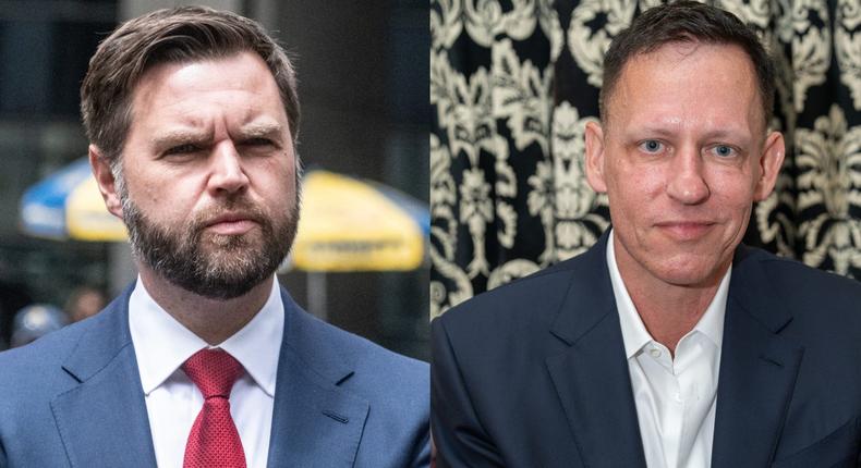 A super PAC funded primarily by Peter Thiel had been accused of illegally contributing to Sen. JD Vance's campaign.Stephanie Keith/Getty Images; Nordin Catic/Getty Images for The Cambridge Union