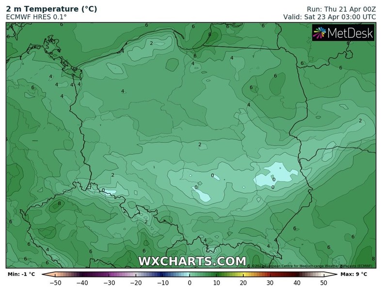 W sobotni poranek gdzieniegdzie chwyci lekki mróz