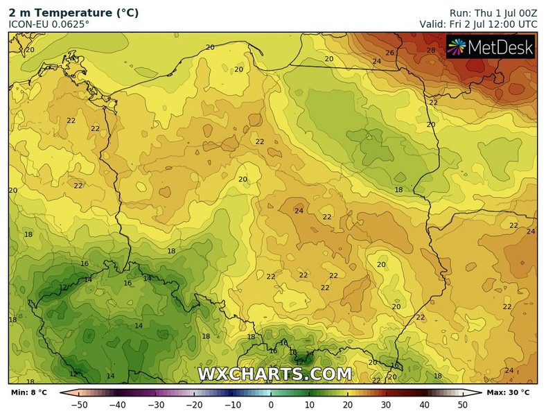 W piątek najcieplej będzie w środkowej Polsce i na Suwalszczyźnie