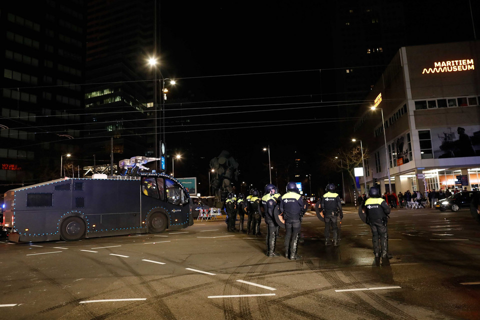 NETHERLANDS TURKEY PROTEST (Dutch Police break up protest near the Turkish consulate in Rotterdam)