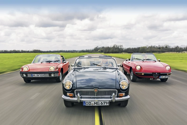 Porównanie MGB z Alfą Romeo Spider i VW-Porsche 914