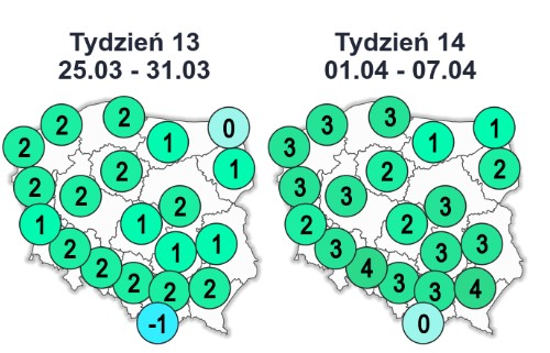 Nocami temperatura ma regularnie spadać do ok. 0 st. C