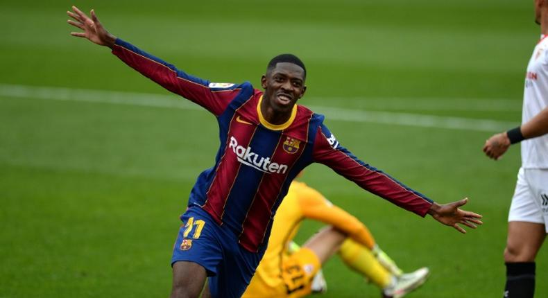 Ousmane Dembele scored for Barcelona against Sevilla on Saturday in La Liga.