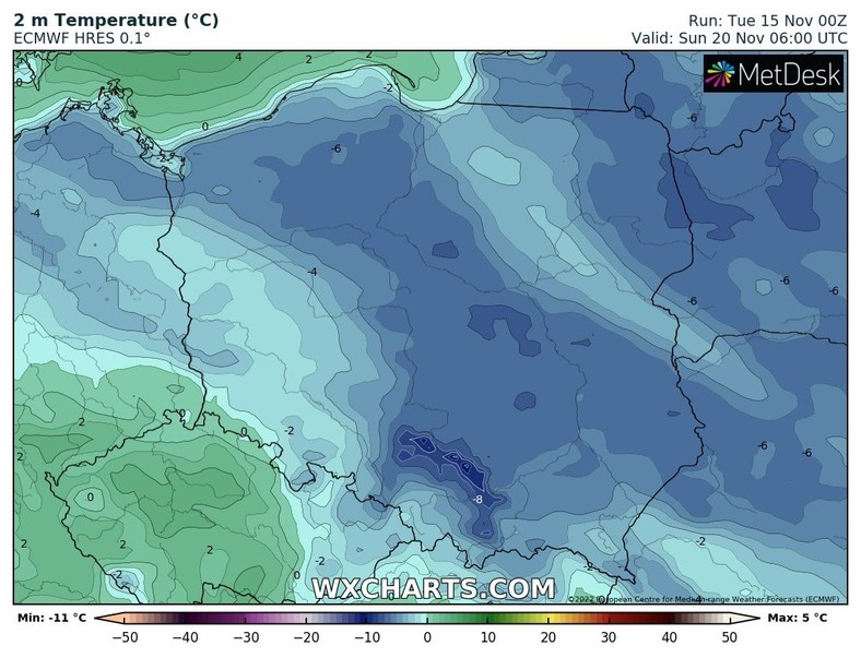 Nocami niewykluczone są spadki nawet do -10 st. C