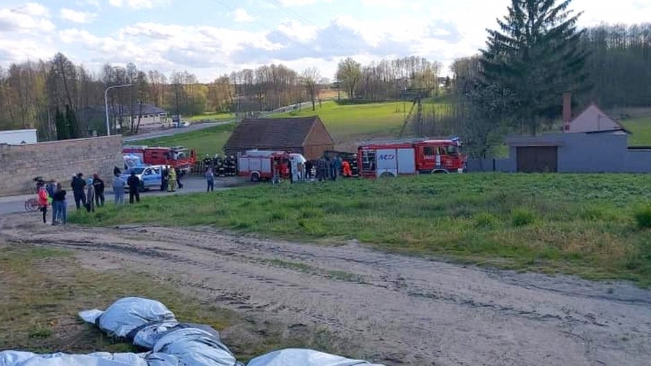 Wypadek ciągnika rolniczego fot. OSP Nowe Kramsko