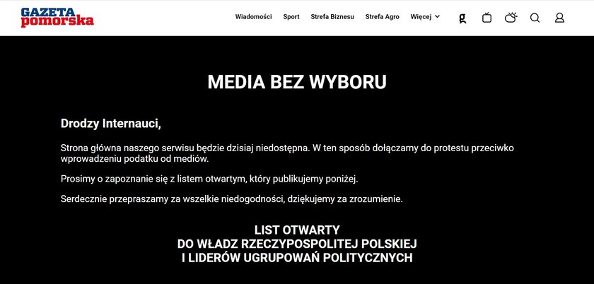 Te media przyłączyły się do akcji "Media bez wyboru"