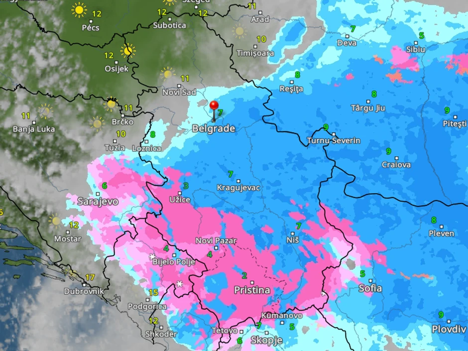 Kretanje nevremena sutra u 12 časova