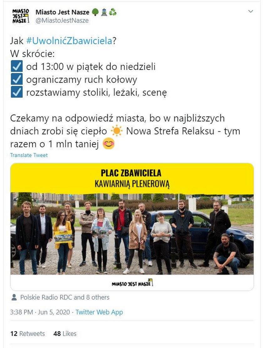 Plac Zbawiciela kawiarnią plenerową?!