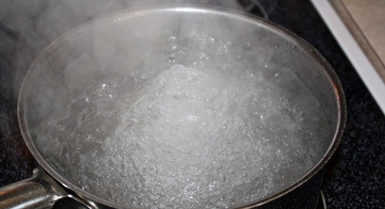 A pot of boiling water