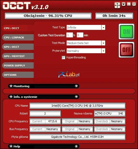 Gigabyte GA-H55M D2H umożliwia bardzo duże przyspieszenie procesora