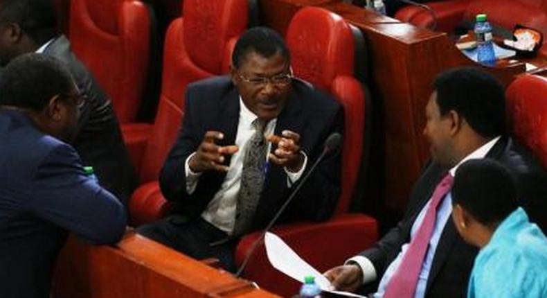 Senators Moses Wetangula and Ledama Ole Kina during a past Senate session